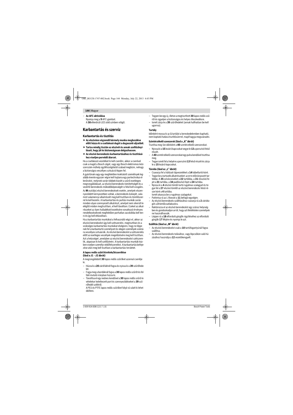 Karbantartás és szerviz | Bosch GAS 55 M AFC Professional User Manual | Page 144 / 264