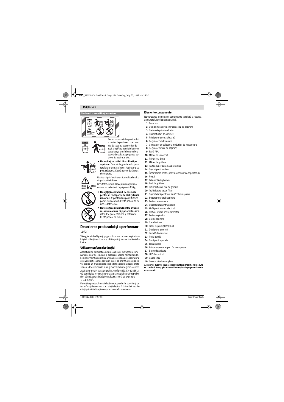 Descrierea produsului şi a performan- ţelor | Bosch GAS 55 M AFC Professional User Manual | Page 174 / 264