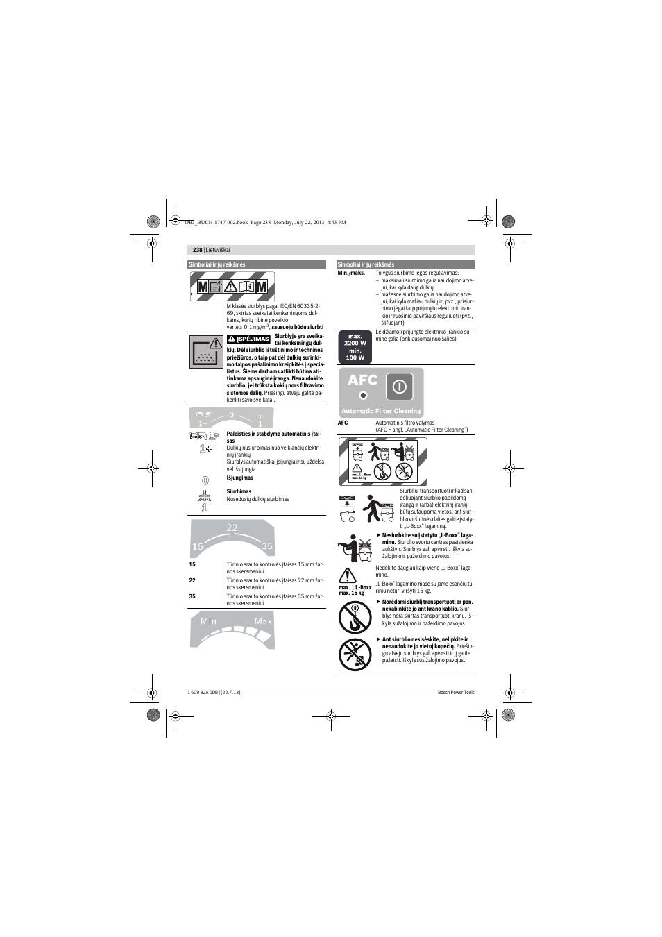 Bosch GAS 55 M AFC Professional User Manual | Page 238 / 264