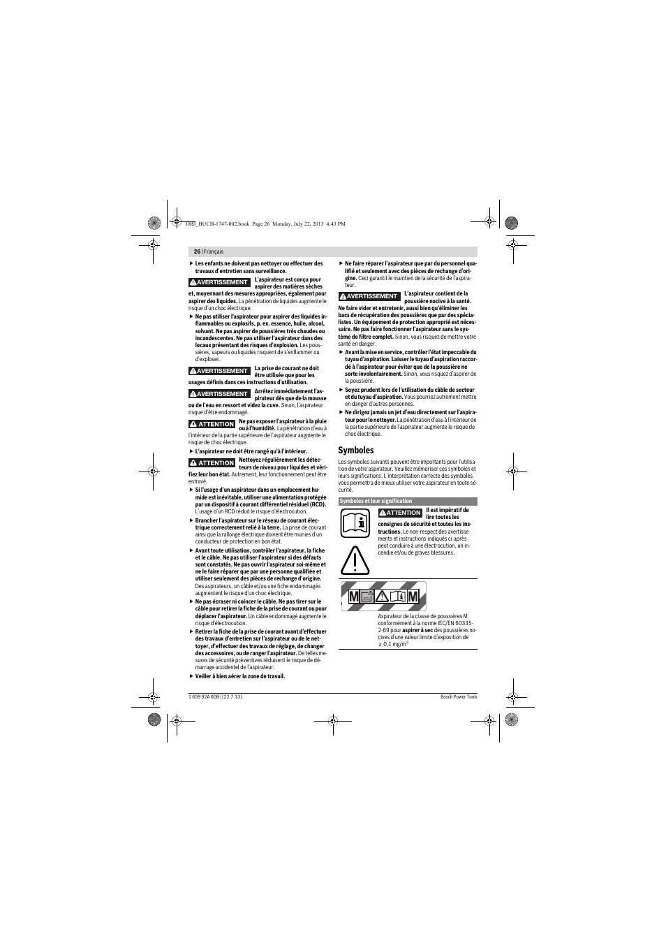 Symboles | Bosch GAS 55 M AFC Professional User Manual | Page 26 / 264