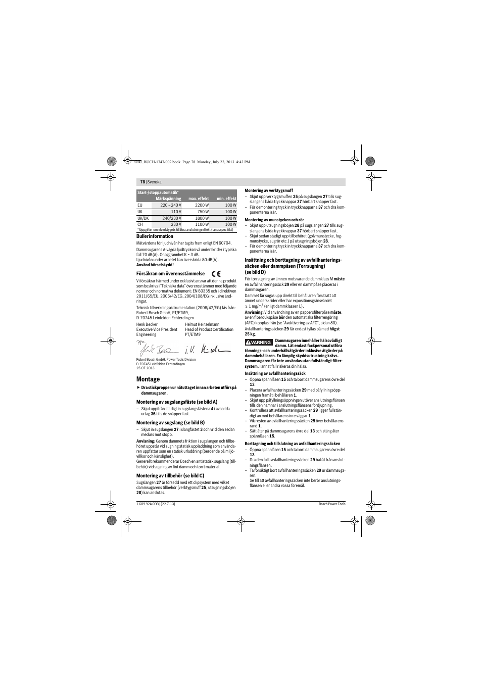 Montage | Bosch GAS 55 M AFC Professional User Manual | Page 78 / 264
