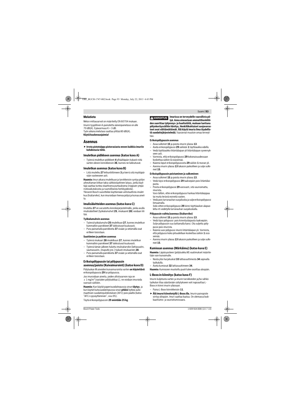 Asennus | Bosch GAS 55 M AFC Professional User Manual | Page 93 / 264