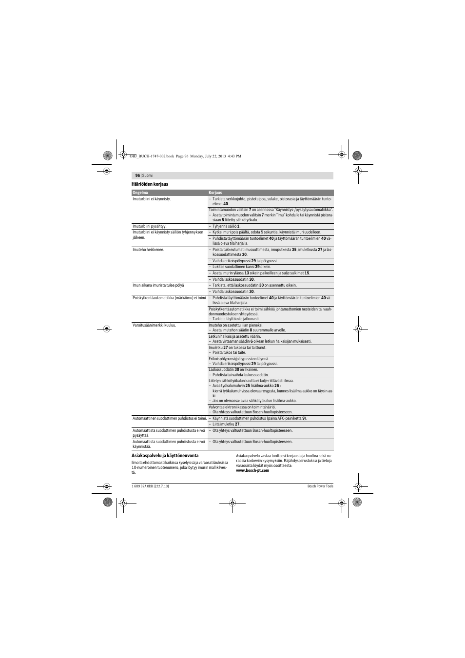 Bosch GAS 55 M AFC Professional User Manual | Page 96 / 264