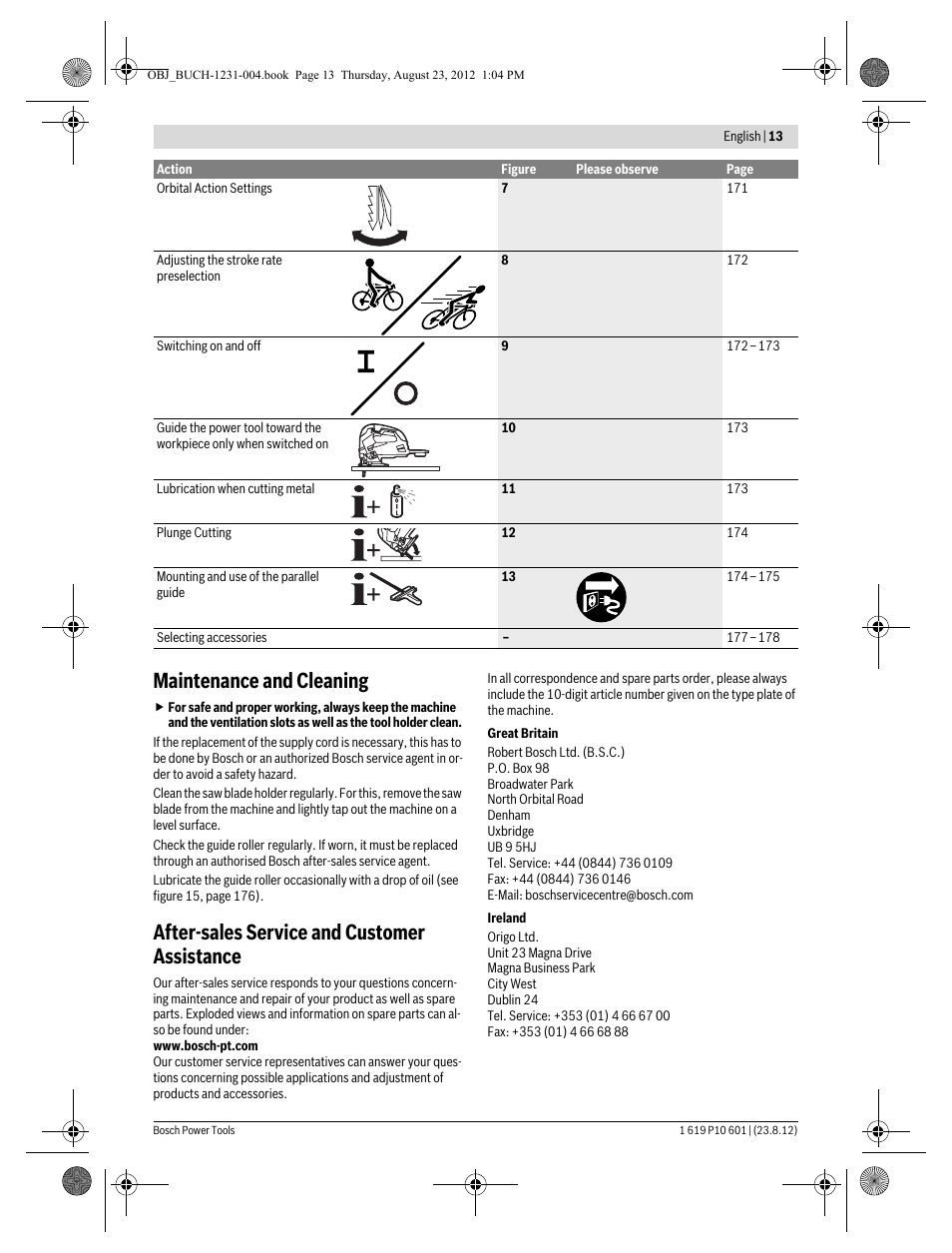 Maintenance and cleaning, After-sales service and customer assistance | Bosch GST 90 E Professional User Manual | Page 13 / 178