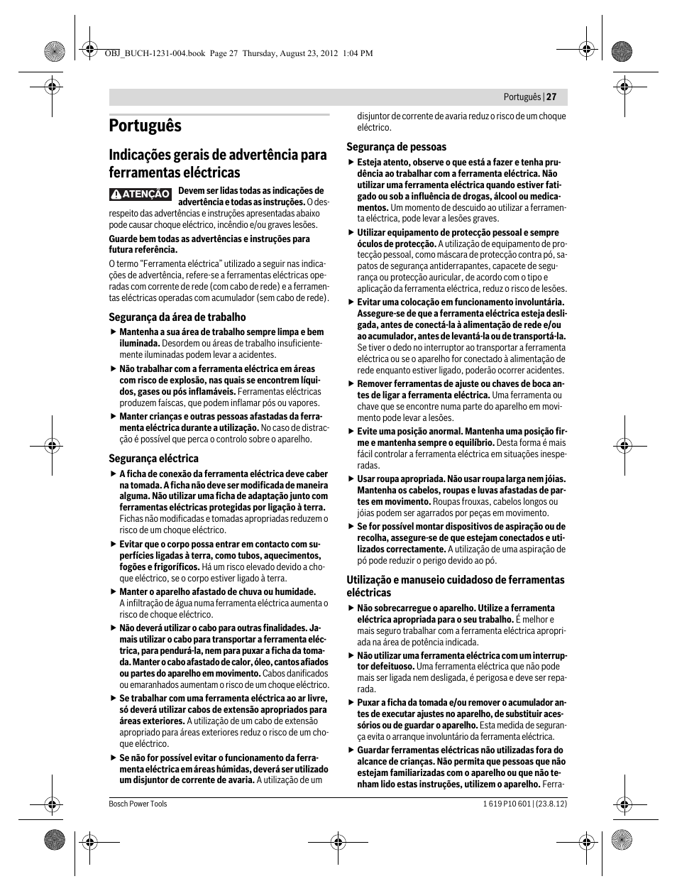 Português | Bosch GST 90 E Professional User Manual | Page 27 / 178