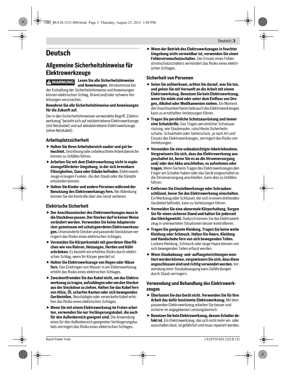 Deutsch | Bosch GST 90 E Professional User Manual | Page 3 / 178