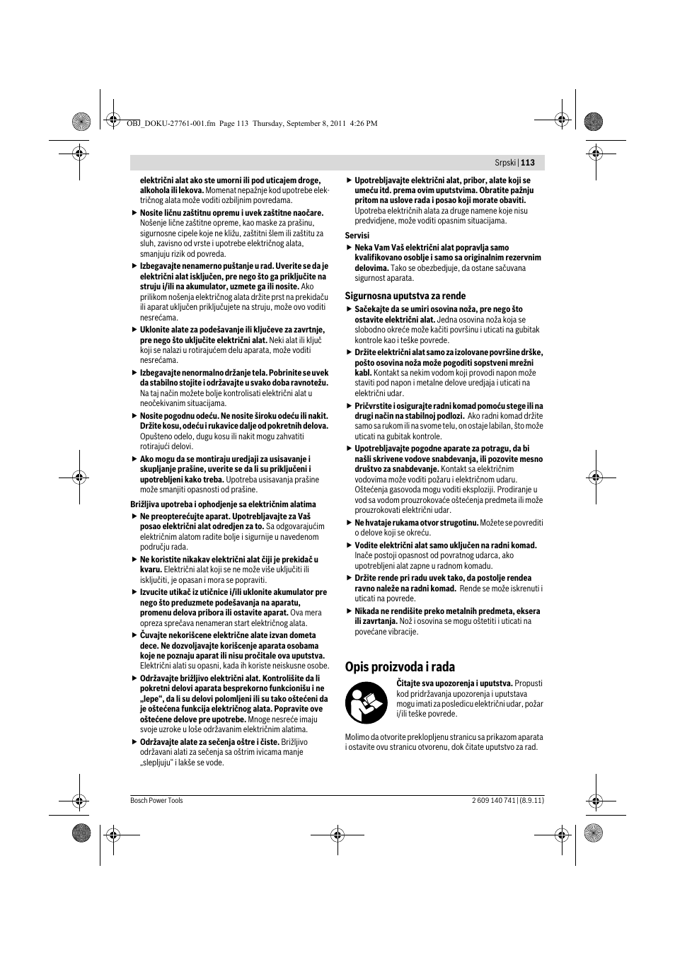 Opis proizvoda i rada | Bosch GHO 26-82 Professional User Manual | Page 113 / 142