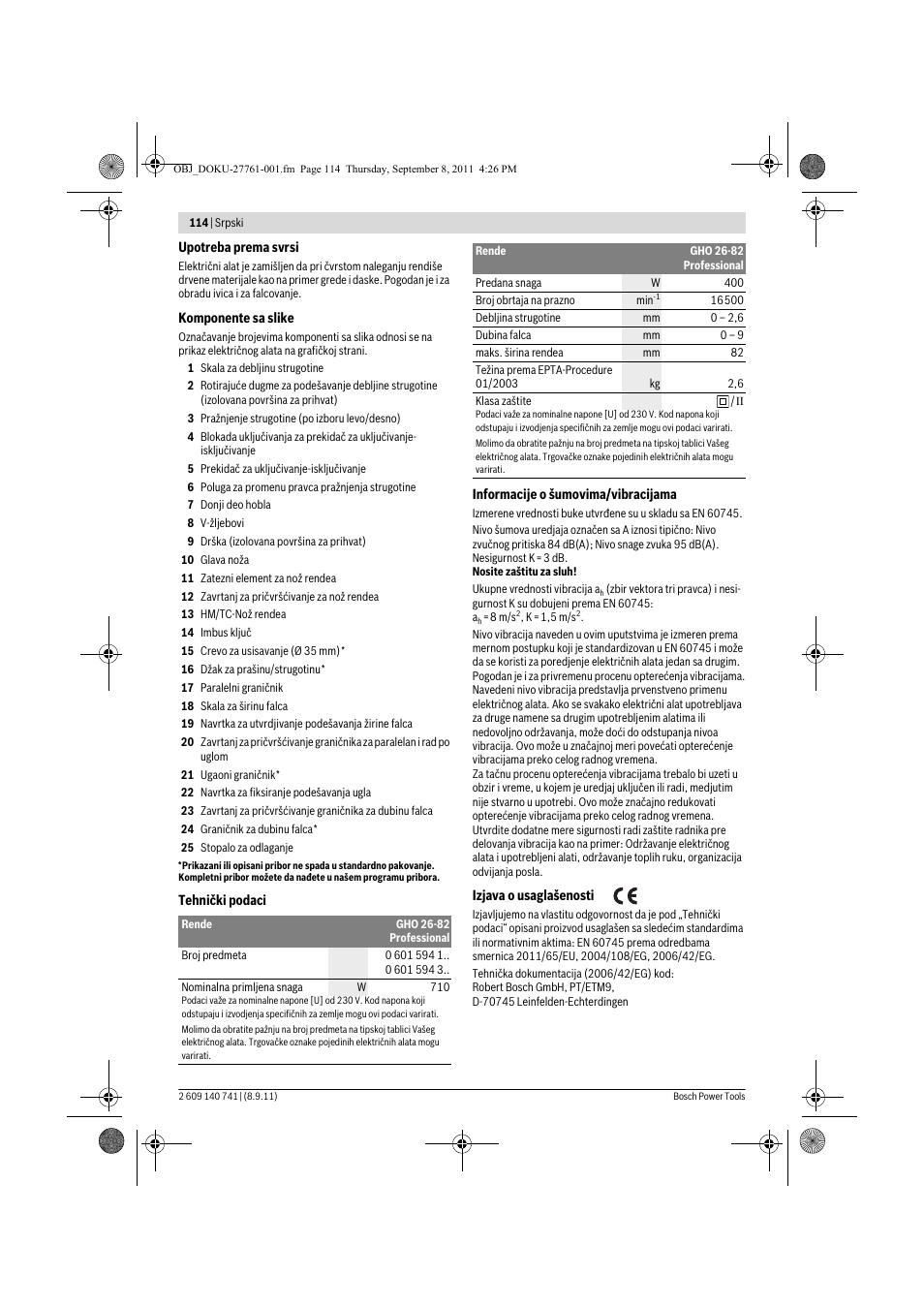 Bosch GHO 26-82 Professional User Manual | Page 114 / 142