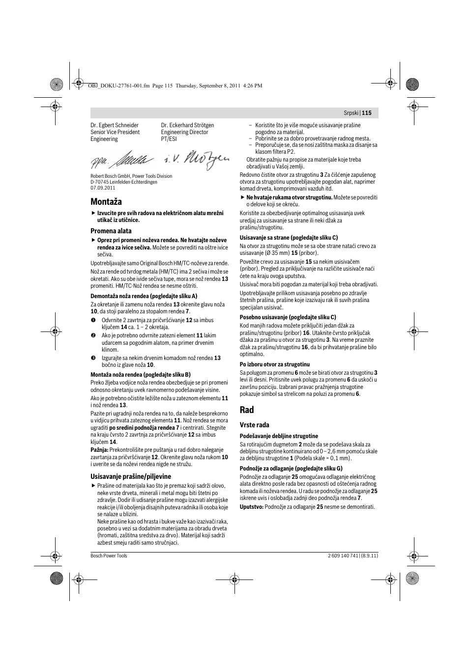 Montaža | Bosch GHO 26-82 Professional User Manual | Page 115 / 142