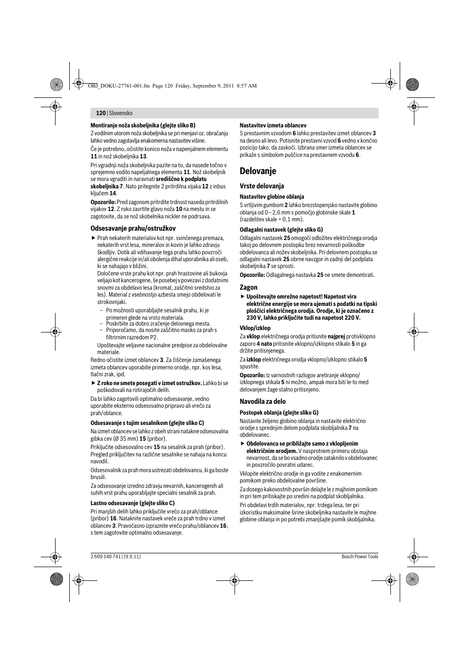 Delovanje | Bosch GHO 26-82 Professional User Manual | Page 120 / 142