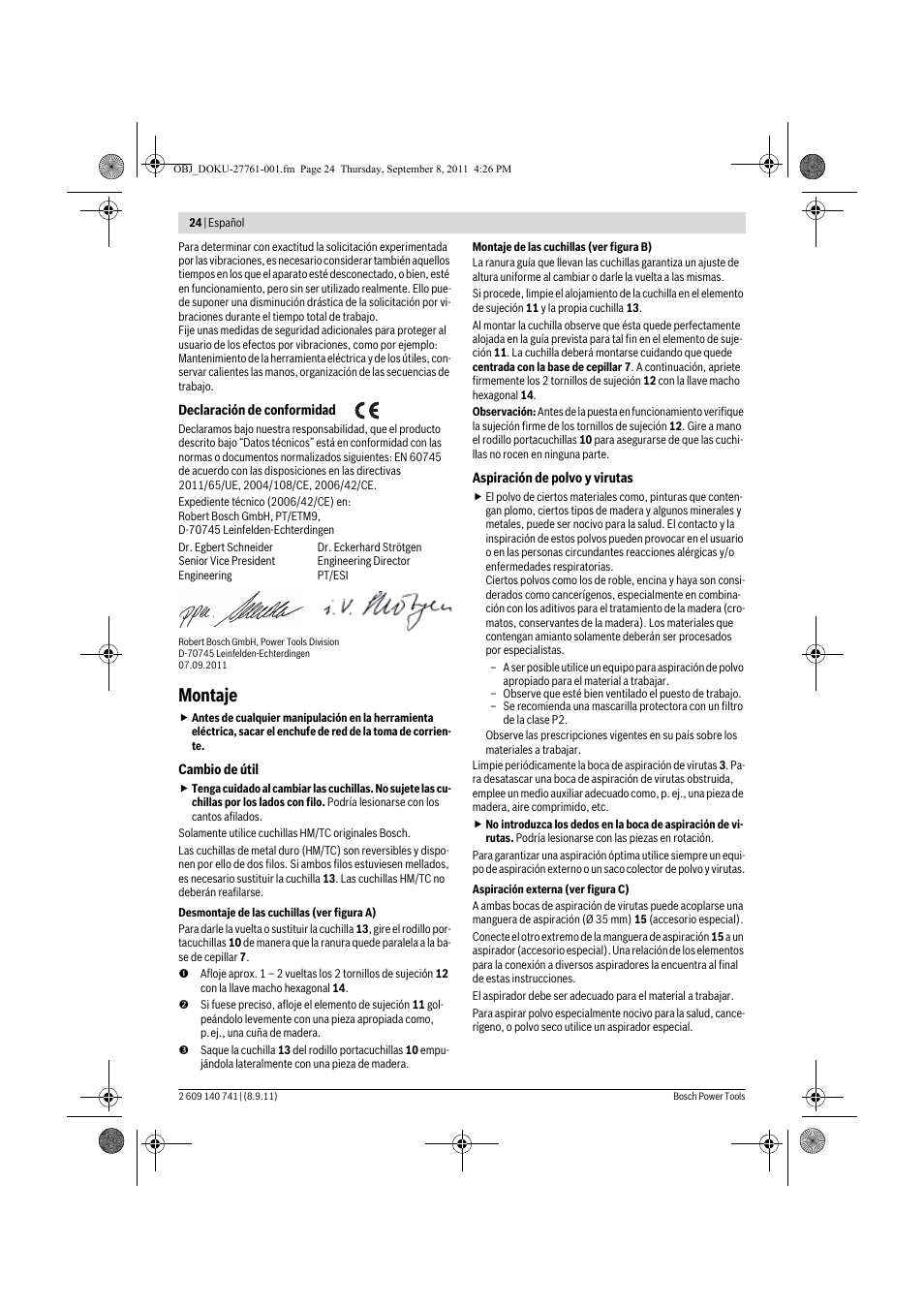 Montaje | Bosch GHO 26-82 Professional User Manual | Page 24 / 142