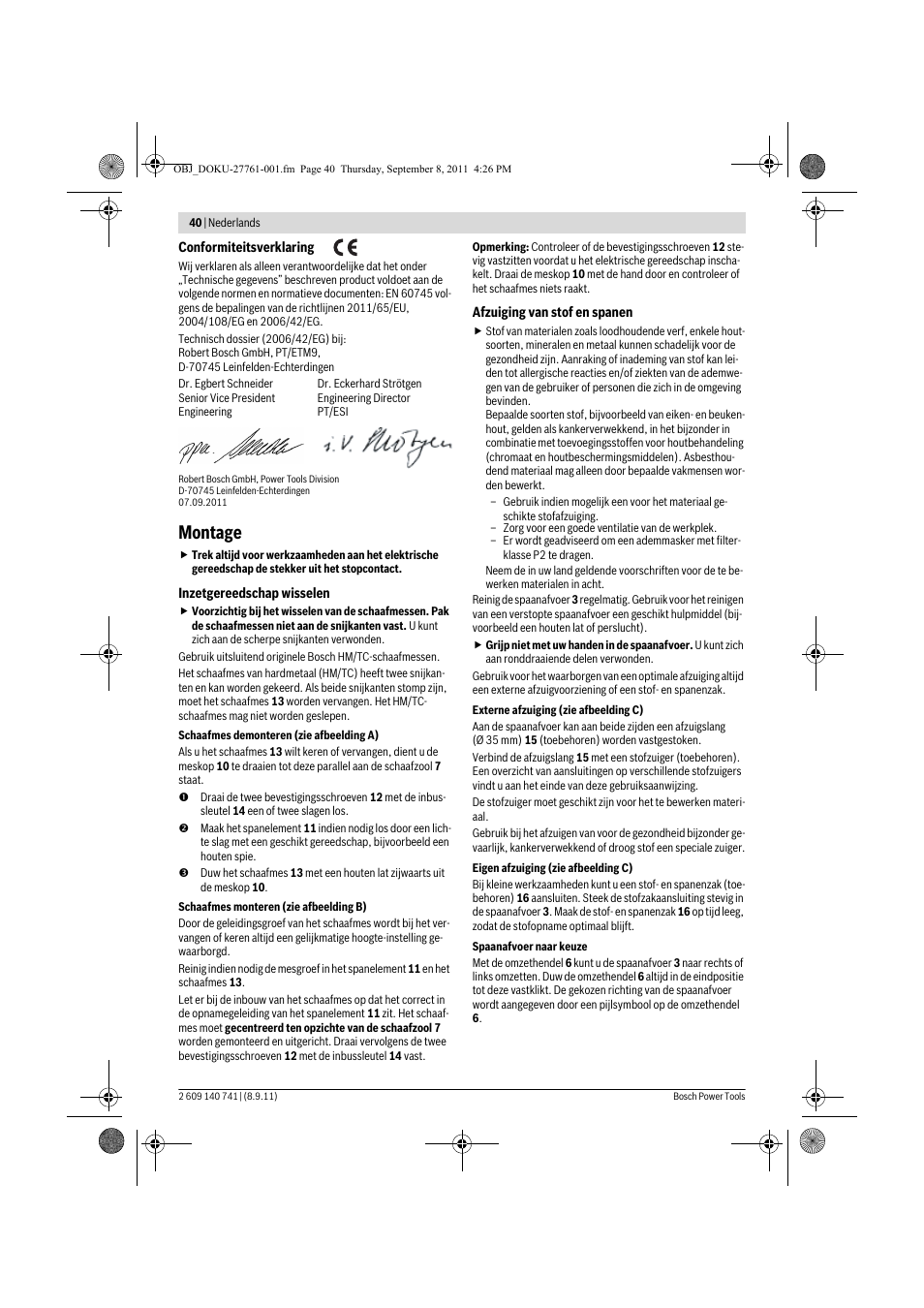 Montage | Bosch GHO 26-82 Professional User Manual | Page 40 / 142