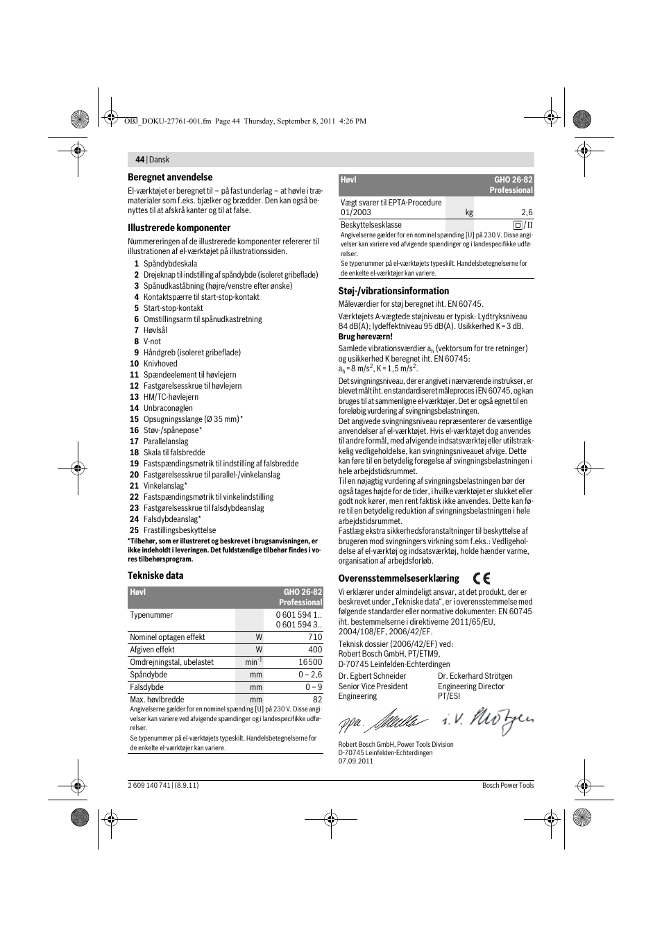 Bosch GHO 26-82 Professional User Manual | Page 44 / 142