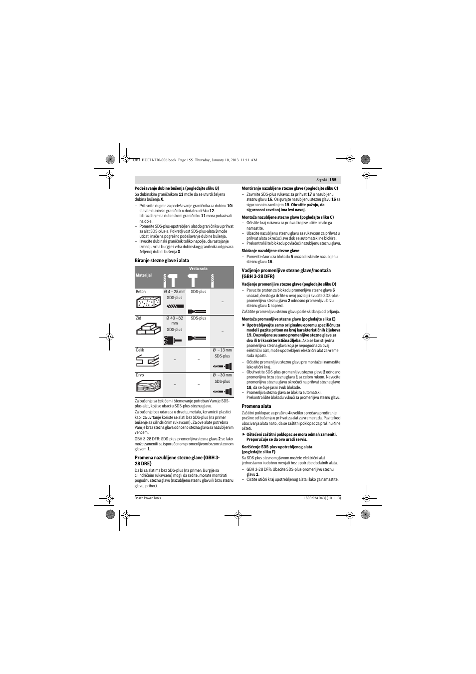 Bosch GBH 3-28 DRE Professional User Manual | Page 155 / 207