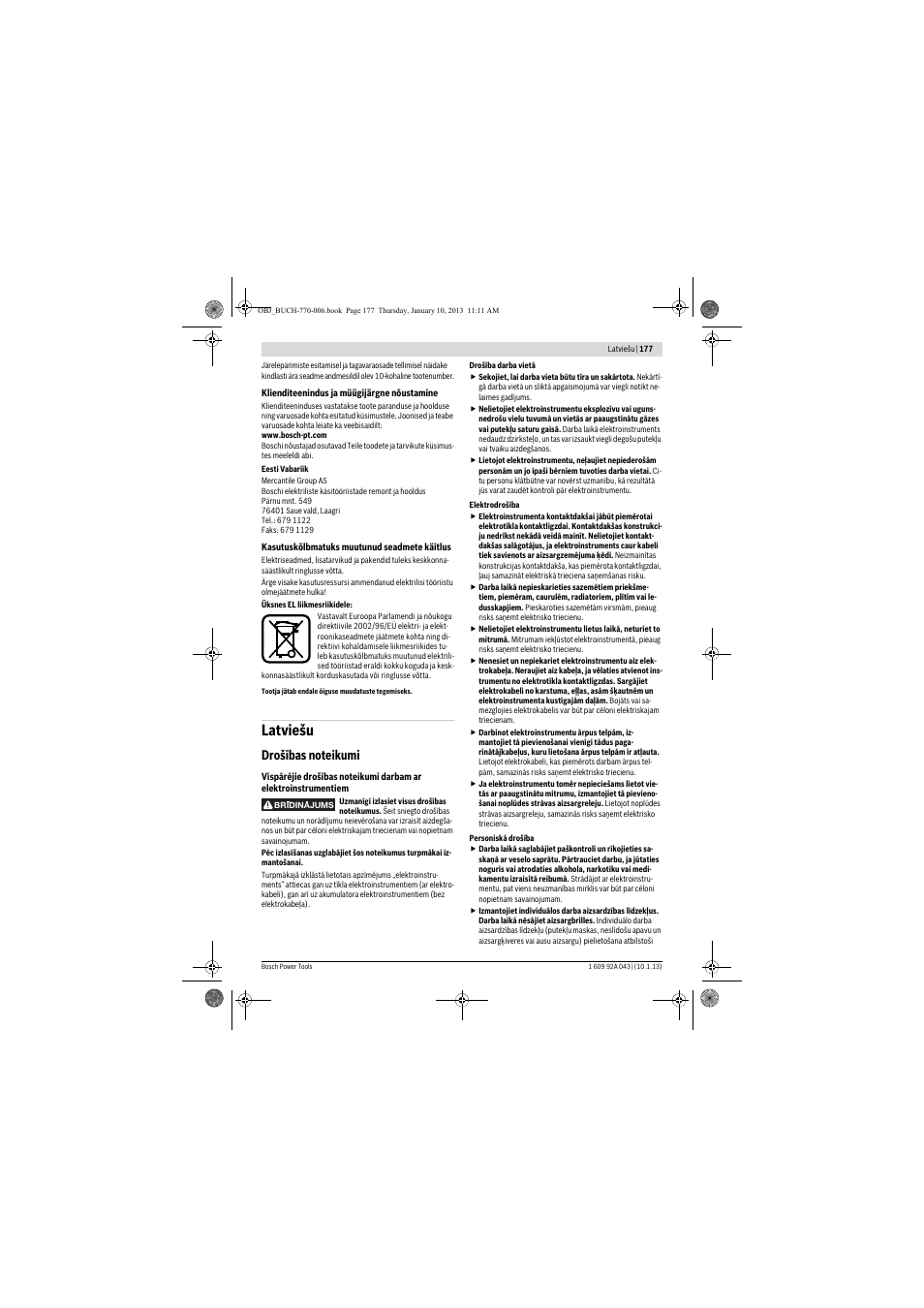 Latviešu | Bosch GBH 3-28 DRE Professional User Manual | Page 177 / 207