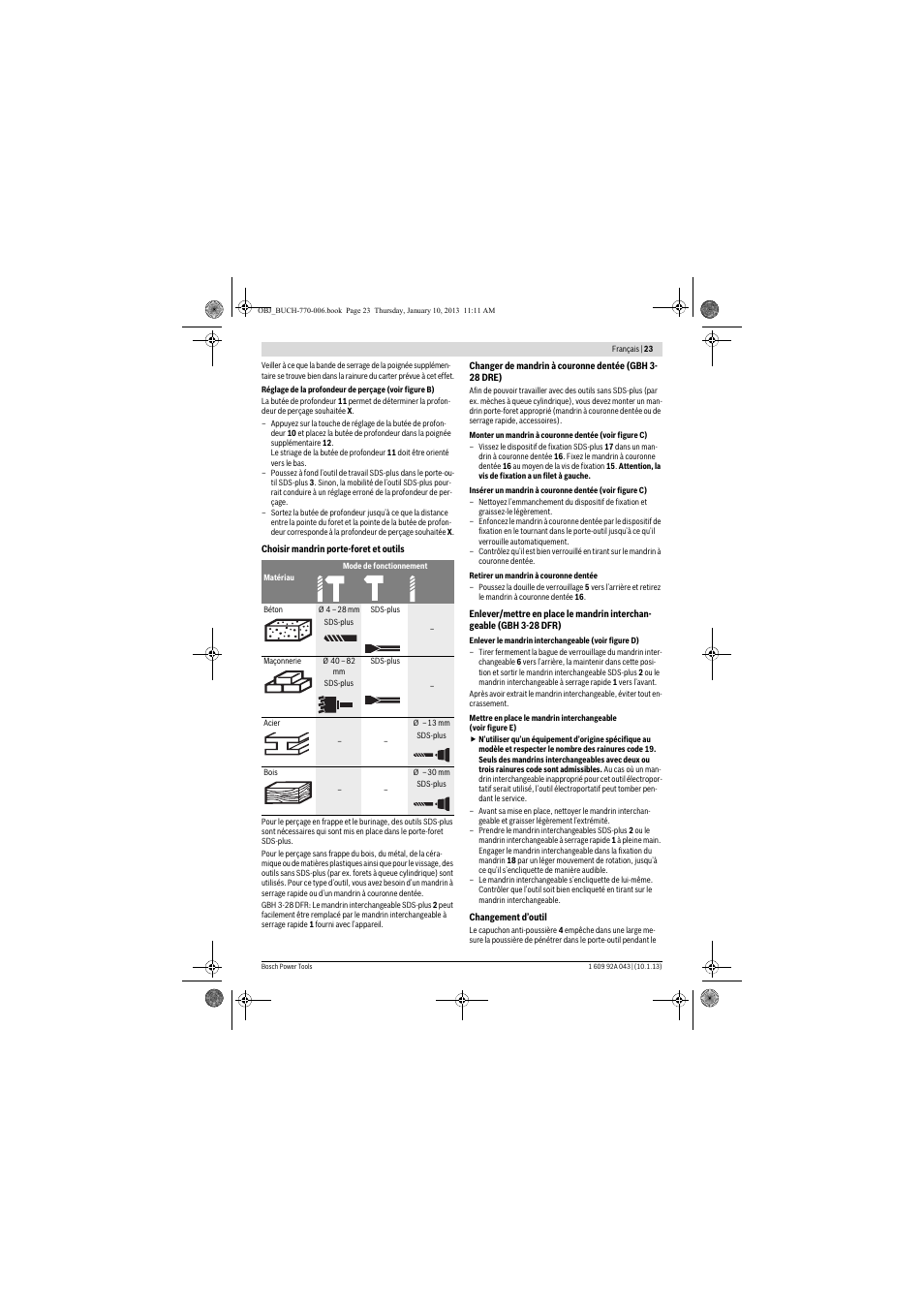 Bosch GBH 3-28 DRE Professional User Manual | Page 23 / 207