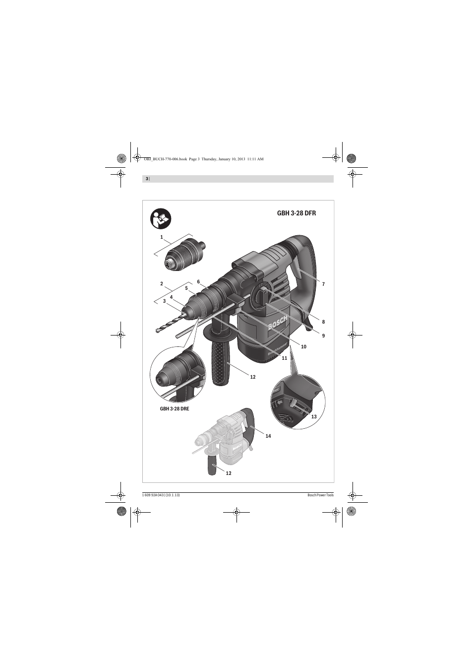 Bosch GBH 3-28 DRE Professional User Manual | Page 3 / 207