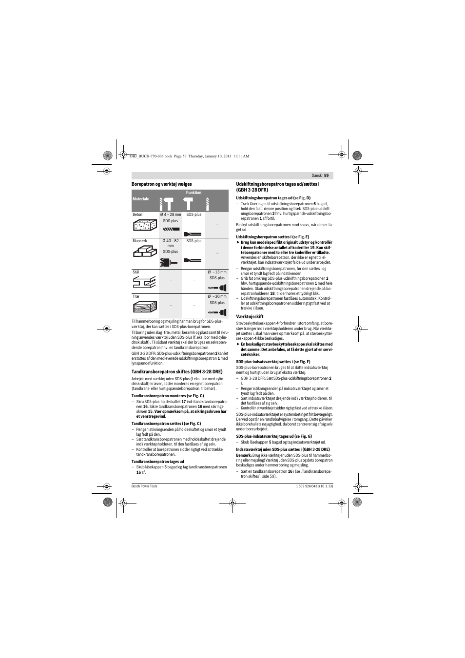 Bosch GBH 3-28 DRE Professional User Manual | Page 59 / 207