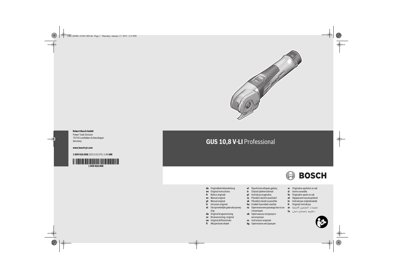 Bosch GUS 10,8 V-LI Professional User Manual | 145 pages