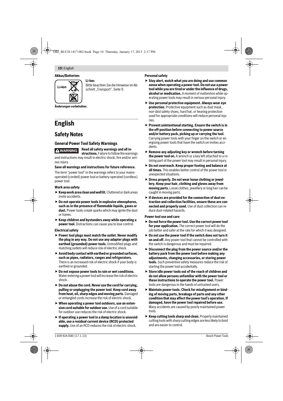English | Bosch GUS 10,8 V-LI Professional User Manual | Page 10 / 145