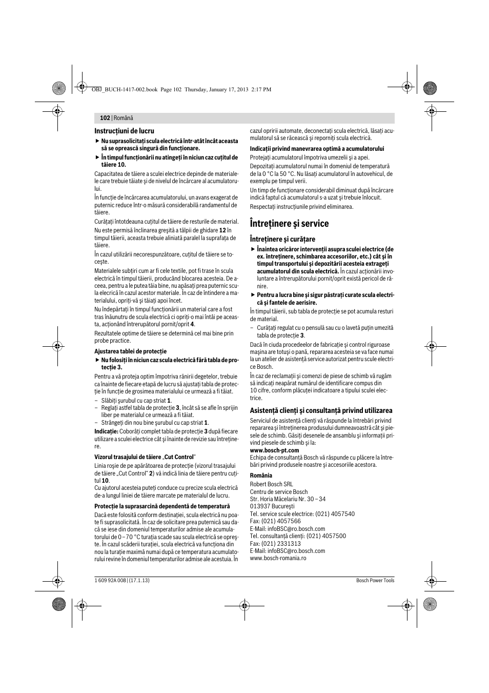Întreţinere şi service | Bosch GUS 10,8 V-LI Professional User Manual | Page 102 / 145