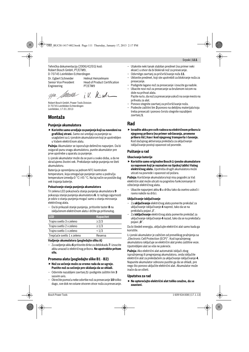 Montaža | Bosch GUS 10,8 V-LI Professional User Manual | Page 111 / 145