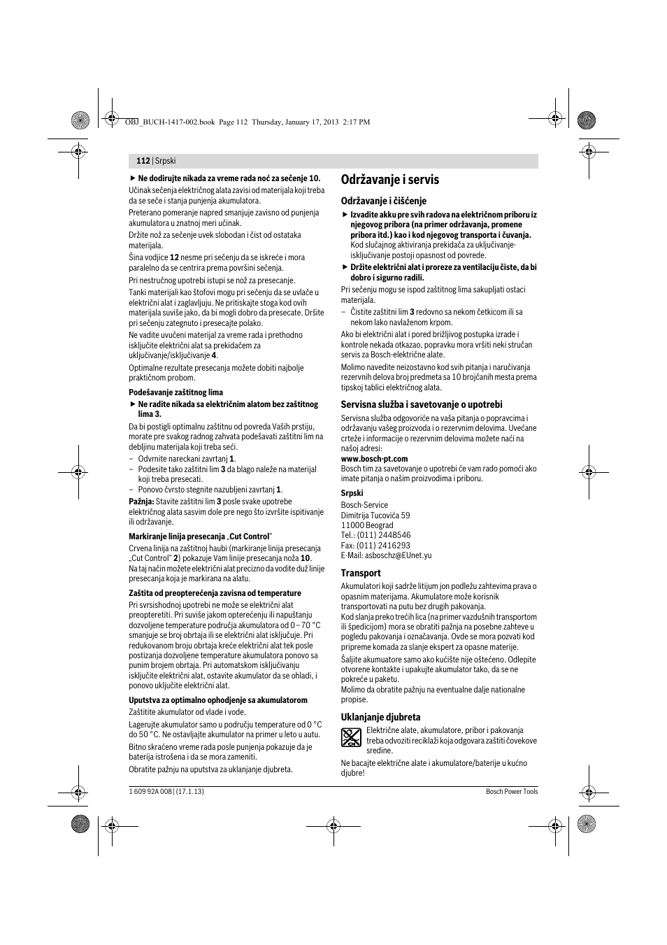 Održavanje i servis | Bosch GUS 10,8 V-LI Professional User Manual | Page 112 / 145