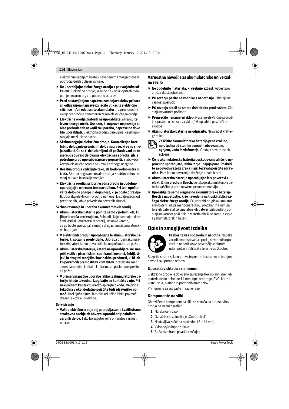 Opis in zmogljivost izdelka | Bosch GUS 10,8 V-LI Professional User Manual | Page 114 / 145