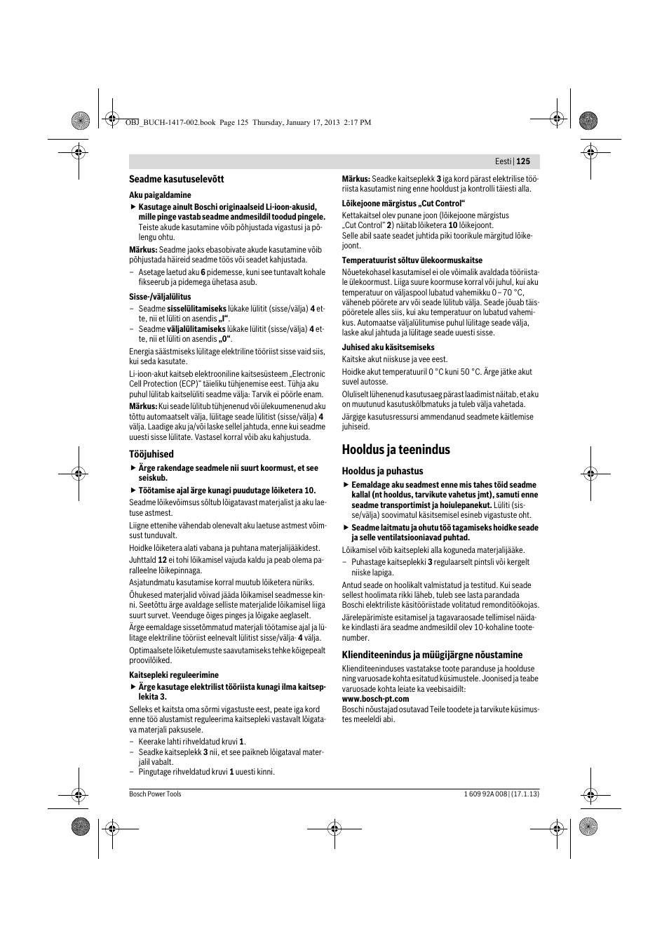 Hooldus ja teenindus | Bosch GUS 10,8 V-LI Professional User Manual | Page 125 / 145