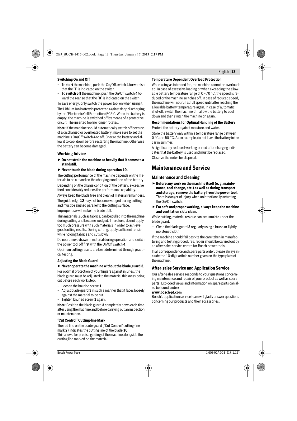 Maintenance and service | Bosch GUS 10,8 V-LI Professional User Manual | Page 13 / 145