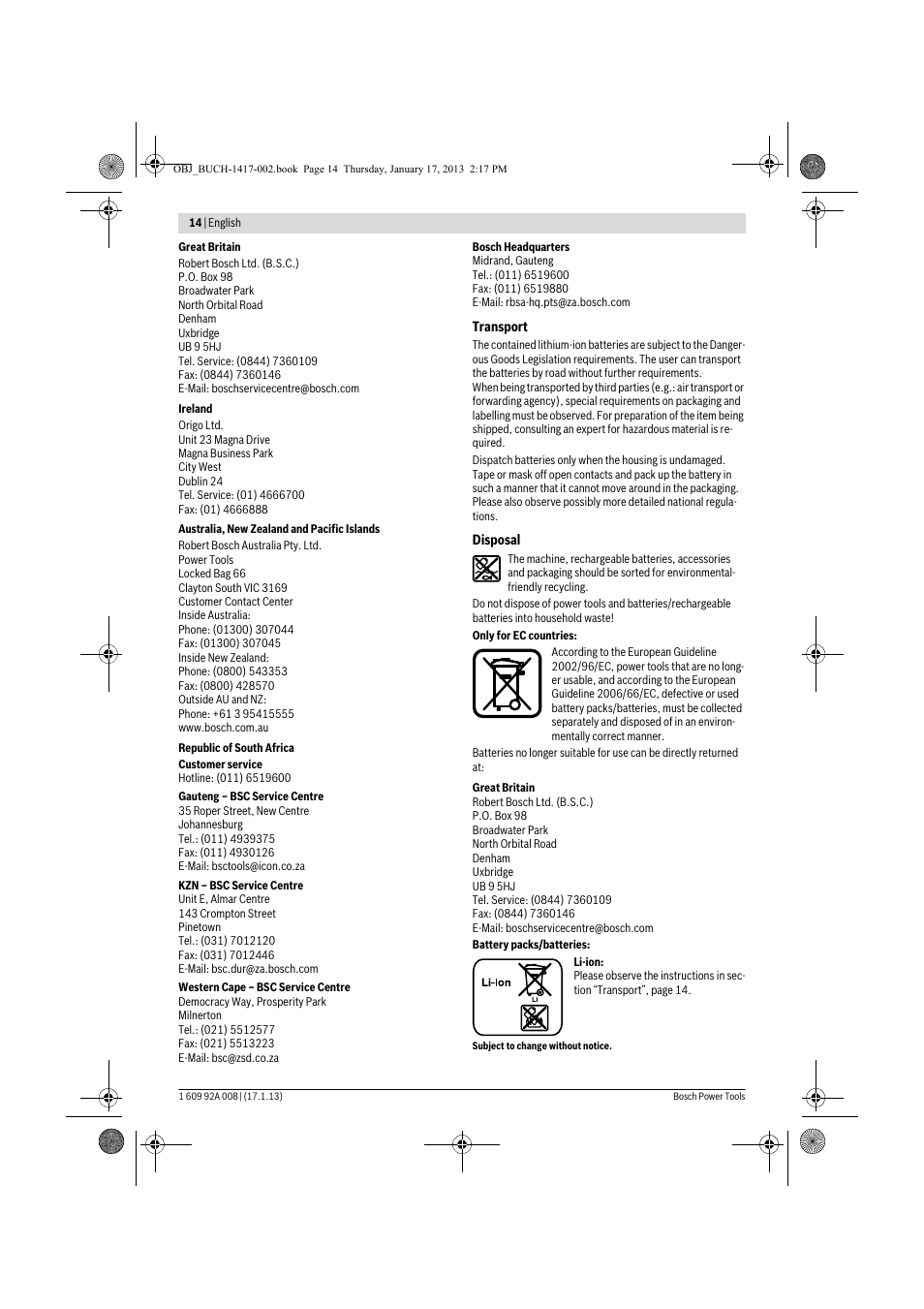 Bosch GUS 10,8 V-LI Professional User Manual | Page 14 / 145