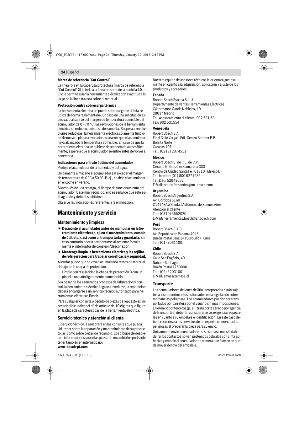 Mantenimiento y servicio | Bosch GUS 10,8 V-LI Professional User Manual | Page 24 / 145