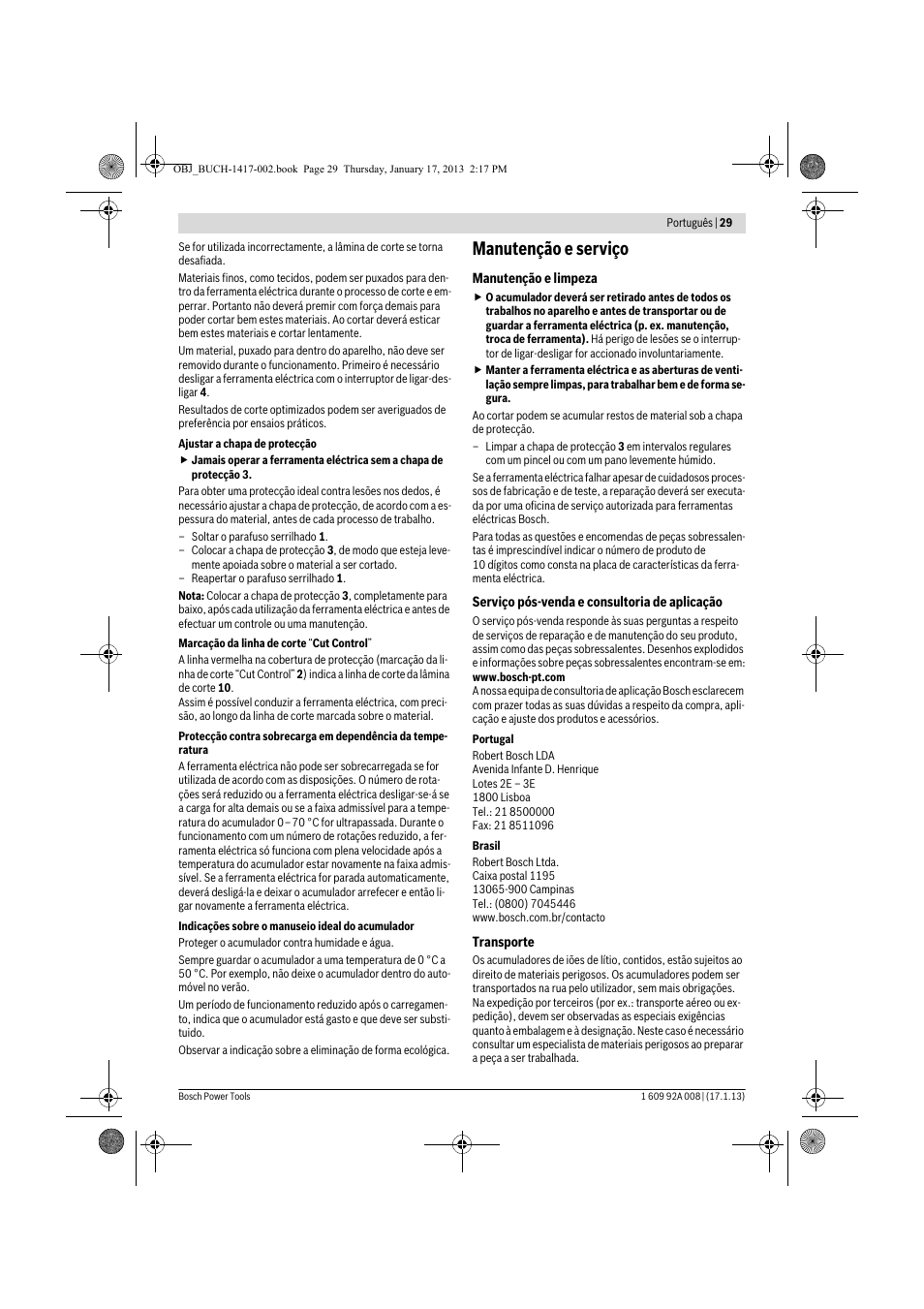 Manutenção e serviço | Bosch GUS 10,8 V-LI Professional User Manual | Page 29 / 145