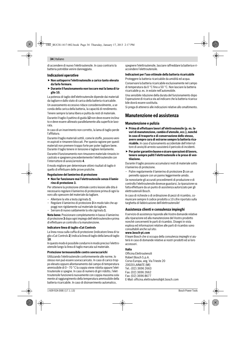 Manutenzione ed assistenza | Bosch GUS 10,8 V-LI Professional User Manual | Page 34 / 145