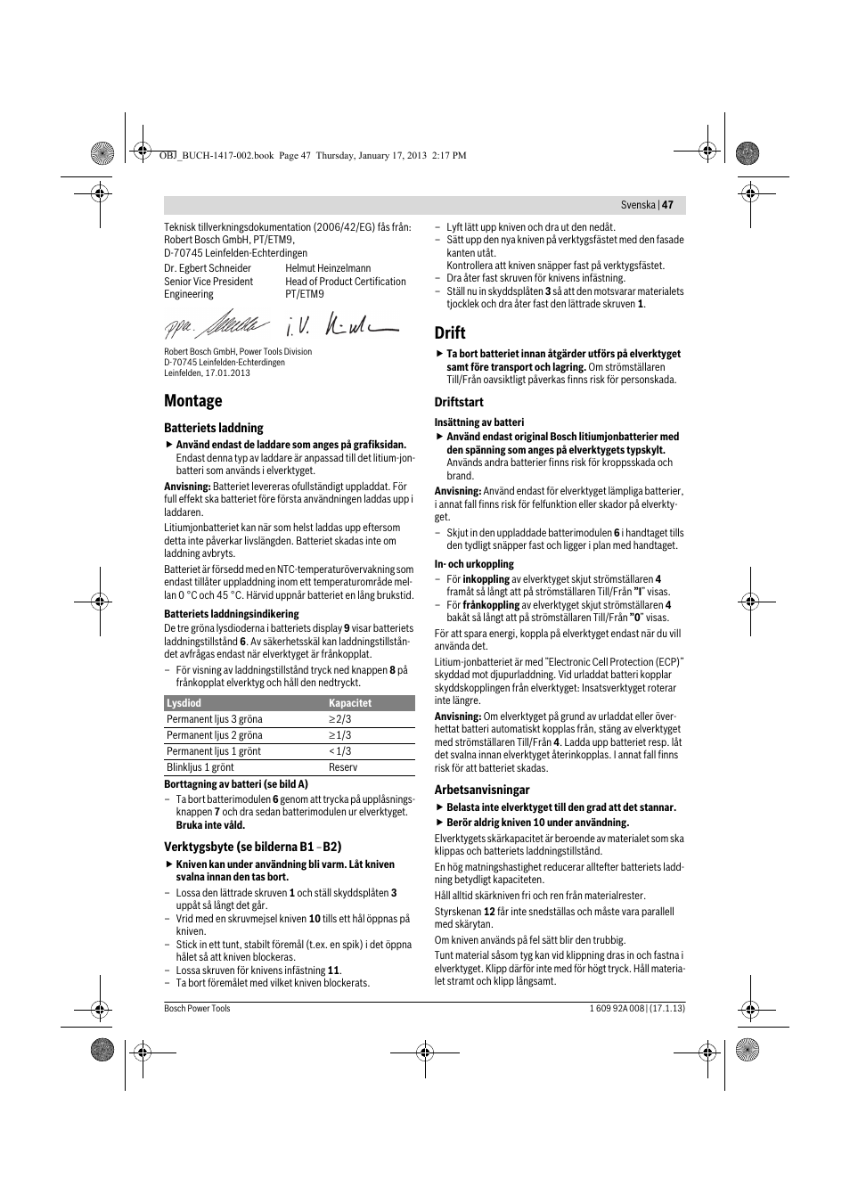 Montage, Drift | Bosch GUS 10,8 V-LI Professional User Manual | Page 47 / 145