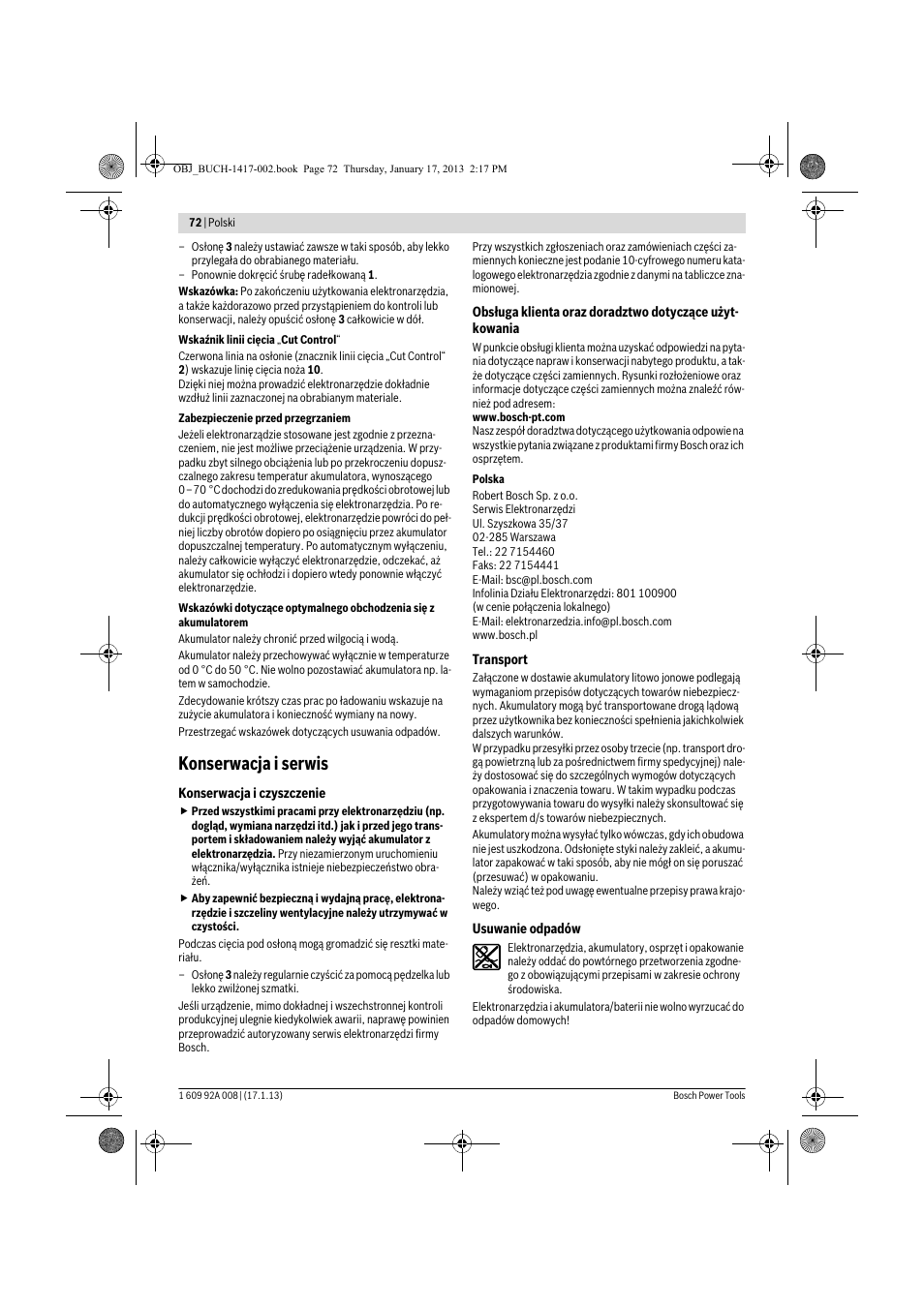 Konserwacja i serwis | Bosch GUS 10,8 V-LI Professional User Manual | Page 72 / 145