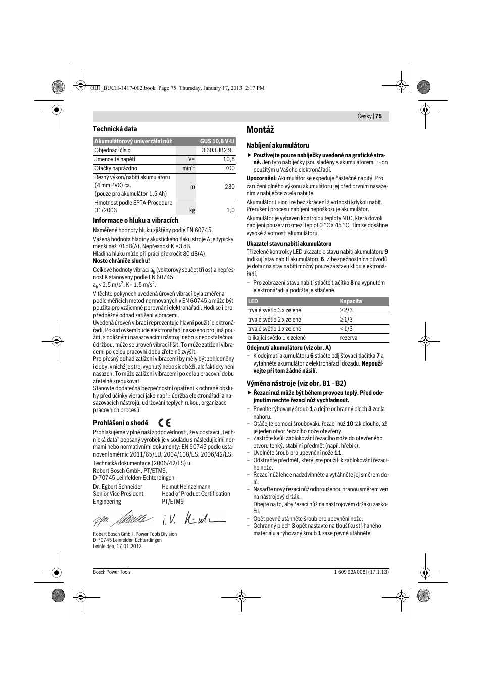 Montáž | Bosch GUS 10,8 V-LI Professional User Manual | Page 75 / 145