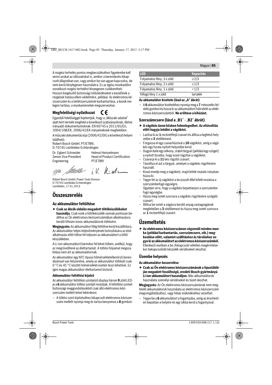 Összeszerelés, Üzemeltetés | Bosch GUS 10,8 V-LI Professional User Manual | Page 85 / 145