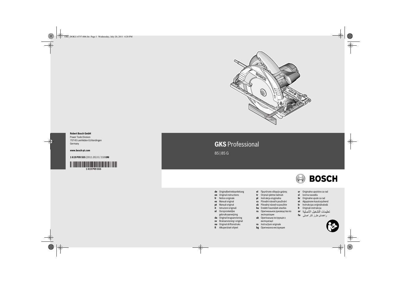 Bosch GKS 85 G Professional User Manual | 217 pages