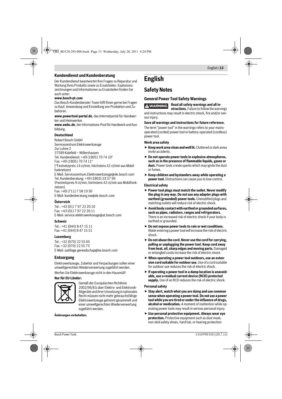 English | Bosch GKS 85 G Professional User Manual | Page 13 / 217