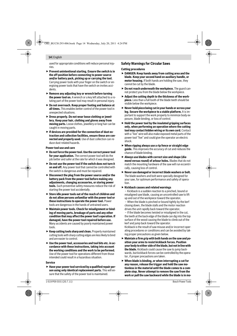 Bosch GKS 85 G Professional User Manual | Page 14 / 217