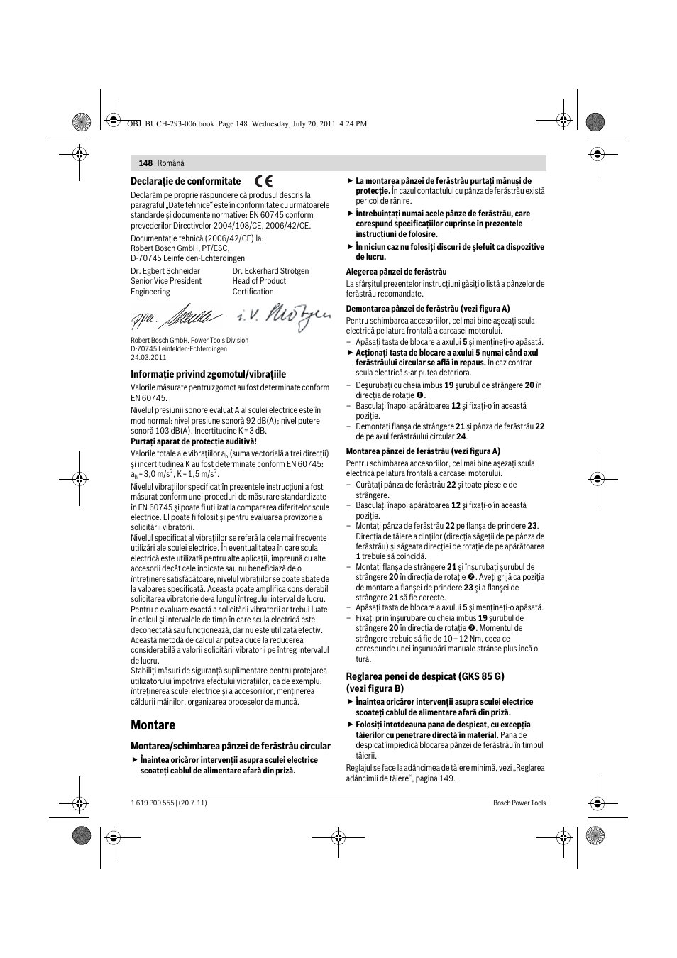 Montare | Bosch GKS 85 G Professional User Manual | Page 148 / 217