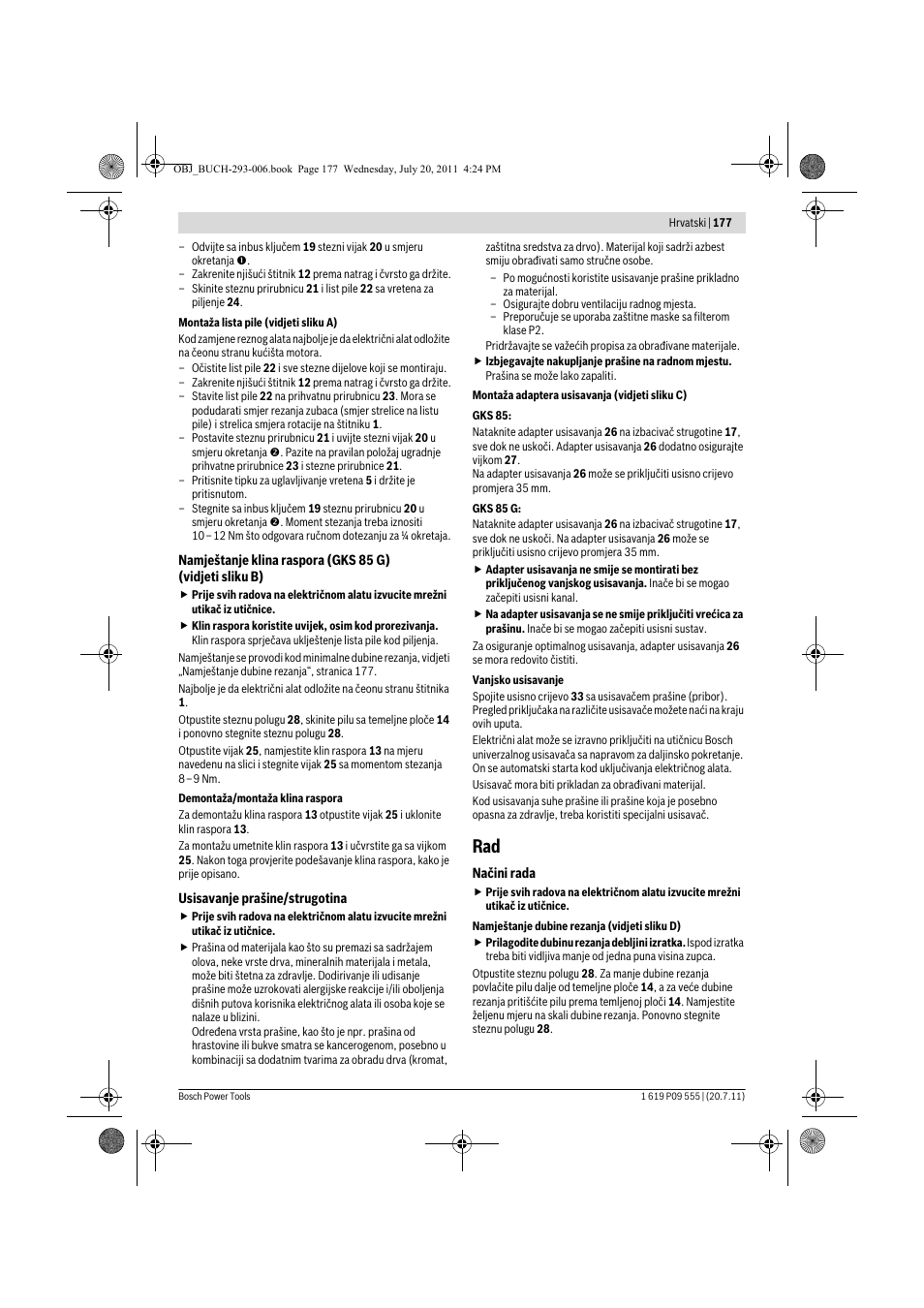 Bosch GKS 85 G Professional User Manual | Page 177 / 217