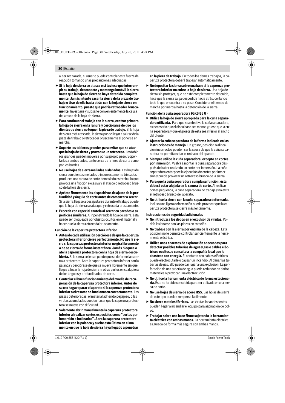 Bosch GKS 85 G Professional User Manual | Page 30 / 217