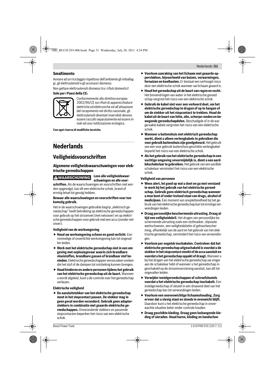 Nederlands, Veiligheidsvoorschriften | Bosch GKS 85 G Professional User Manual | Page 51 / 217