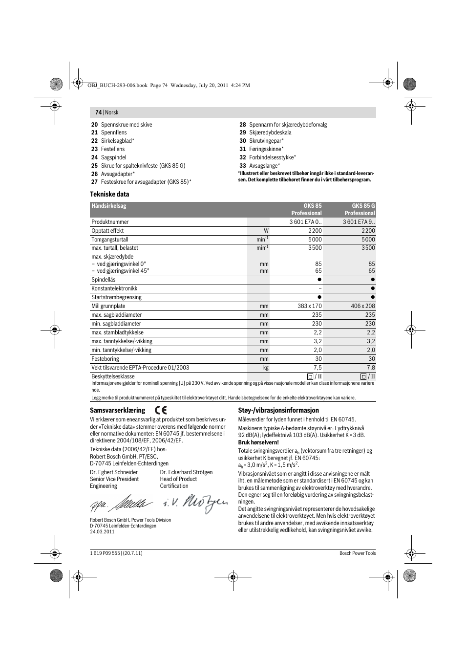 Bosch GKS 85 G Professional User Manual | Page 74 / 217