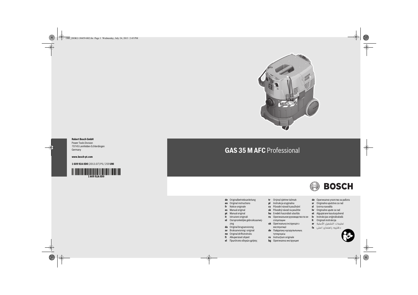 Bosch GAS 35 M AFC Professional User Manual | 258 pages