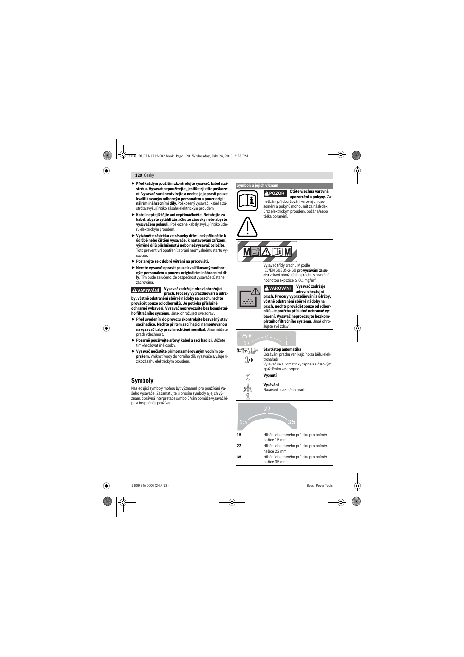 Symboly | Bosch GAS 35 M AFC Professional User Manual | Page 120 / 258