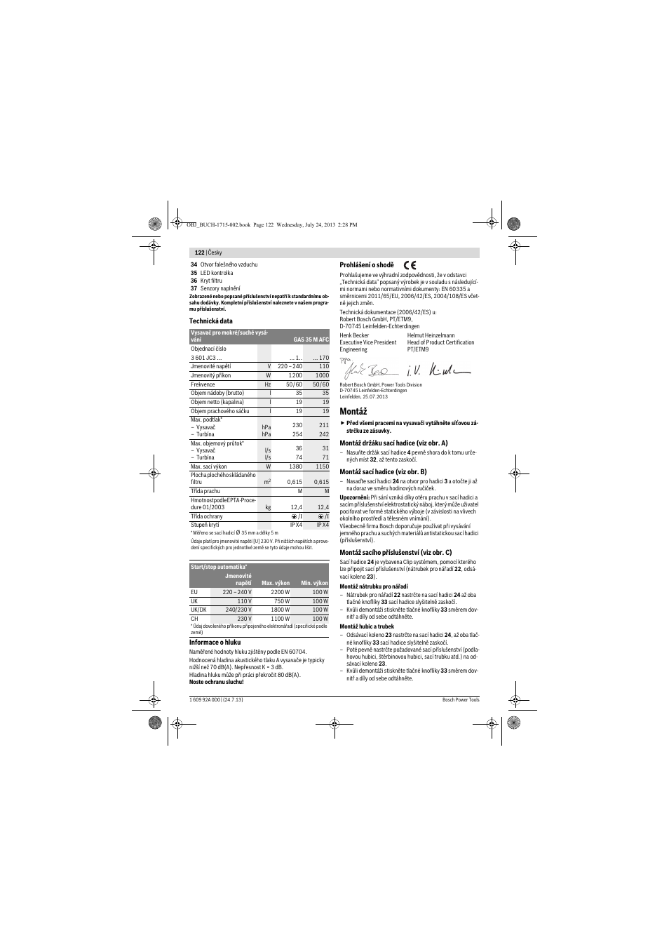 Montáž | Bosch GAS 35 M AFC Professional User Manual | Page 122 / 258
