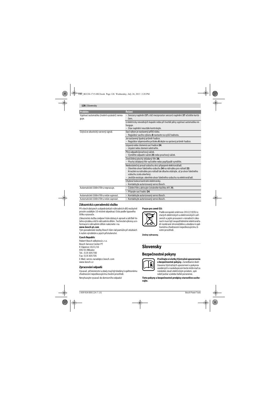 Slovensky, Bezpečnostné pokyny | Bosch GAS 35 M AFC Professional User Manual | Page 126 / 258